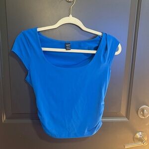 SHEIN Vibrant Blue Scoop Neck Blouse